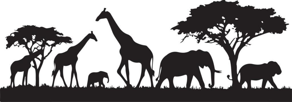 African wildlife silhouette